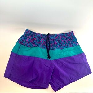 VTG Cascade Sport Men’s L 80s 90s Y2K Swim‎ Trunks Shorts Lined Colorful